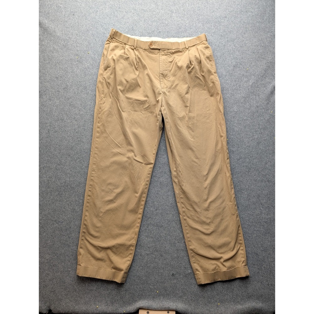 Brooks Brothers 346 Chino Pants Mens Size 40x34 Khaki Tan Pleated Cotton Pants